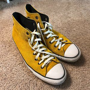 Converse Pro High-top Yellow Skateboard Suede Shoes (11.5)